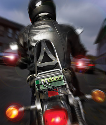 Data acquisition hardware LAN-XI Notar on motorcycle